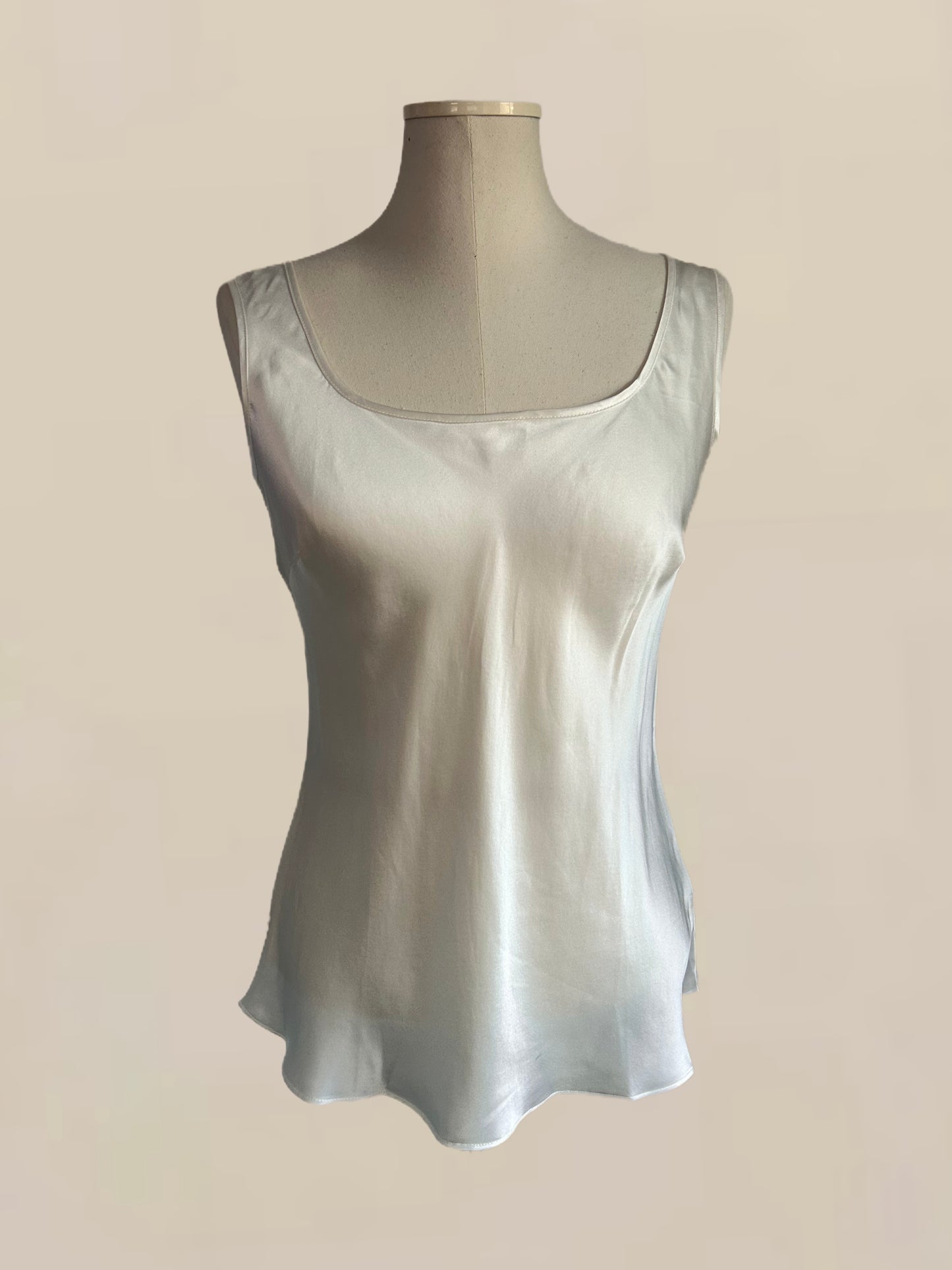 Silky Silk White Silk Tank | Minimalist 90s Silk Shell Top | Luxe Wardrobe Staple
