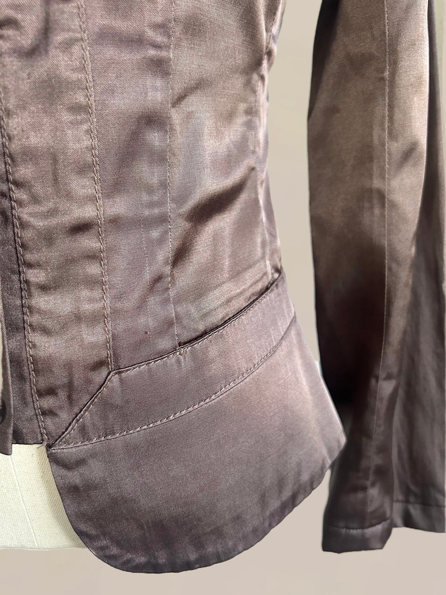 Vintage Bebe Satin Structured Jacket Muave Brown | Tailored Fit