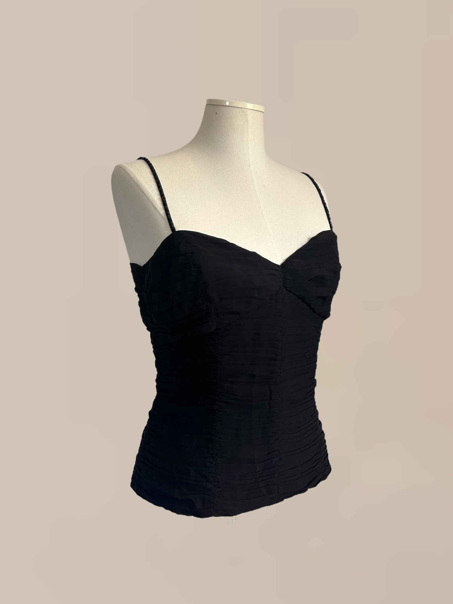 Vintage Bebe Silk Bustier Cami with Beaded Straps | 90s / Y2K Going Out Top