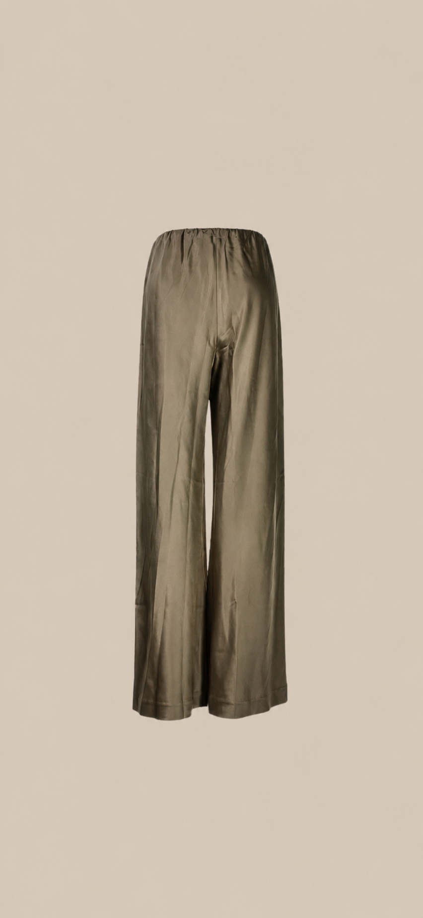 Lilly of Silk Olive Silk Wide-Leg Pants | Vintage Minimalist Luxury Lounge Trousers