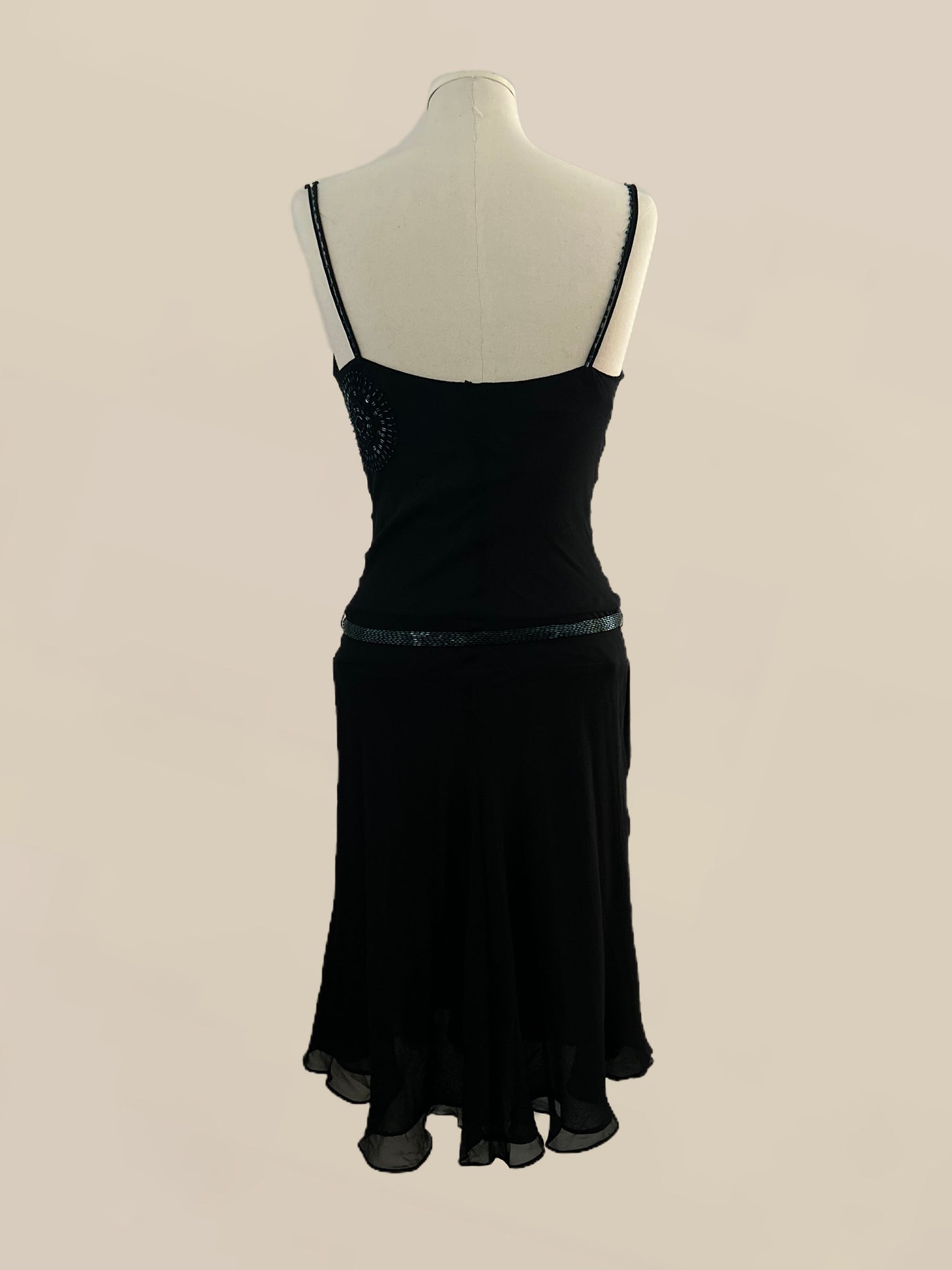 Vintage Black Beaded Slip Dress | Silk | Evening Dress