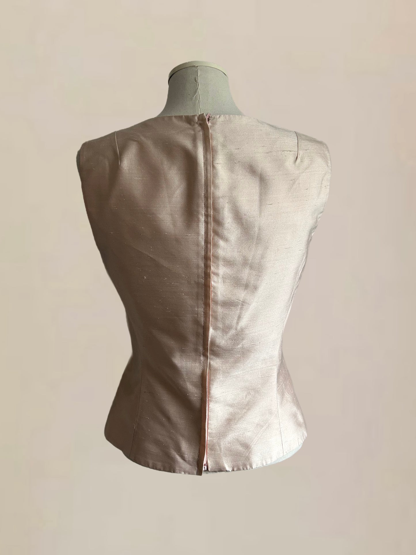Designer Vintage Dolce & Gabbana Rare Pink Silk Structured Top with Heart Charm Detail