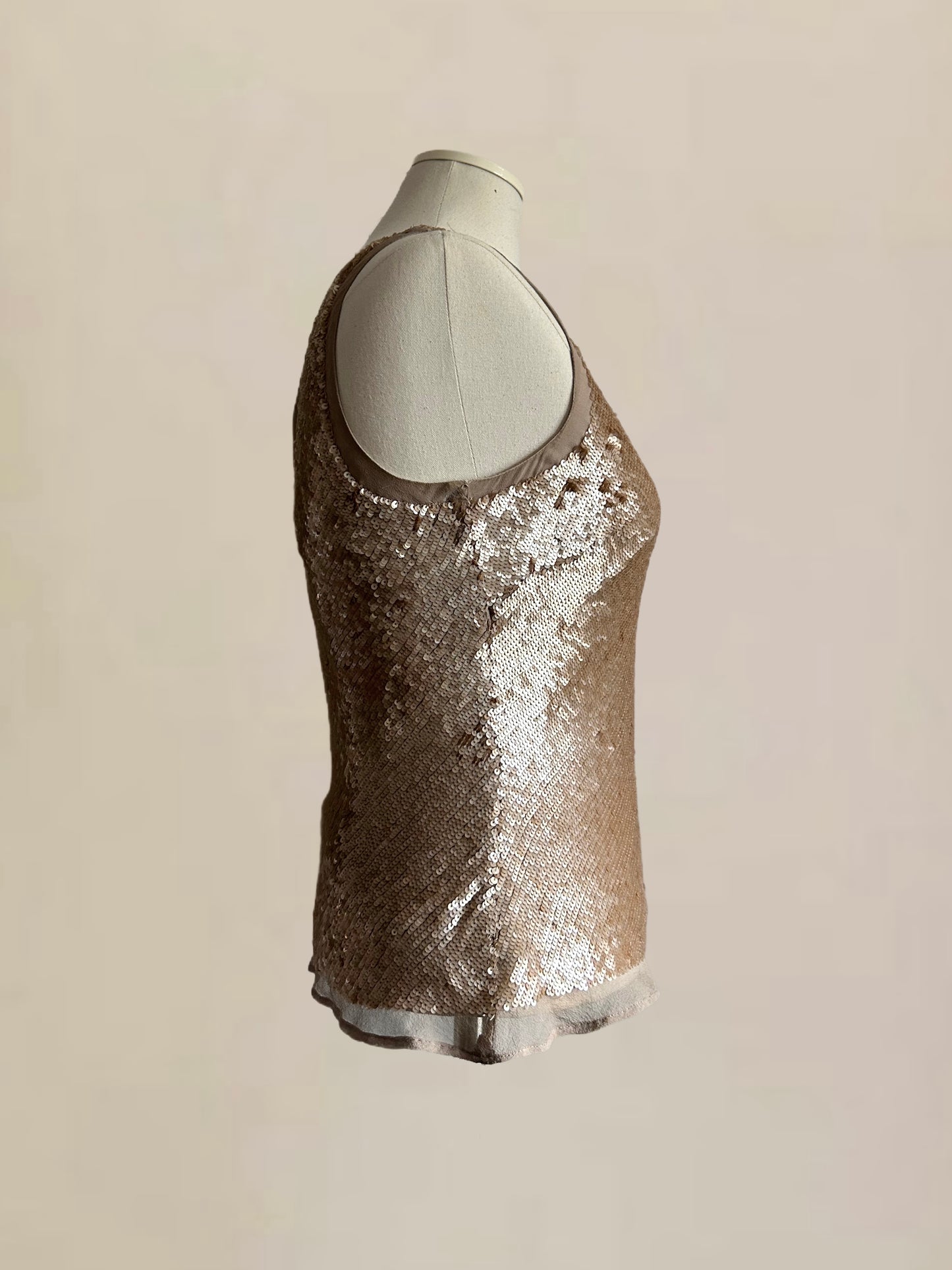 Vintage Rose Gold Silk Sequin Top