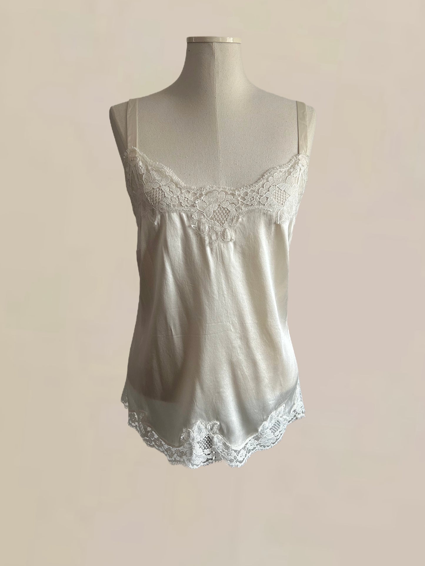 Designer Vintage Dolce & Gabbana White Silk Lace Camisole Top