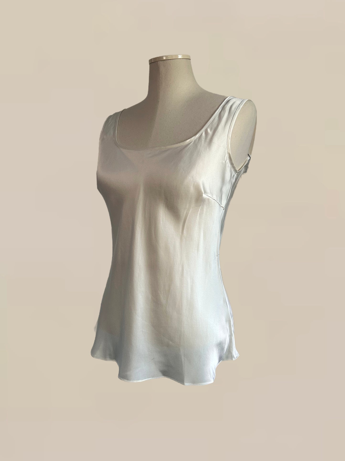 Silky Silk White Silk Tank | Minimalist 90s Silk Shell Top | Luxe Wardrobe Staple