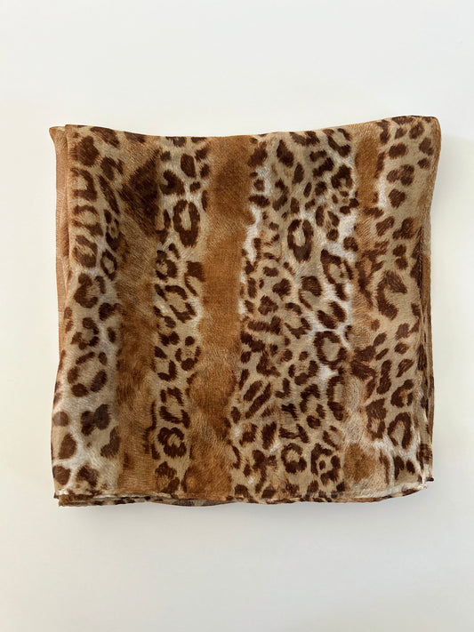 Vintage Animal Print Silk Scarf