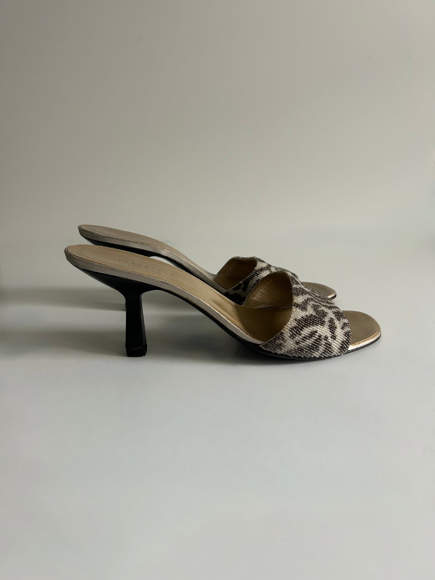 Designer Vintage Gucci Tom Ford Era Beaded Slide Sandals