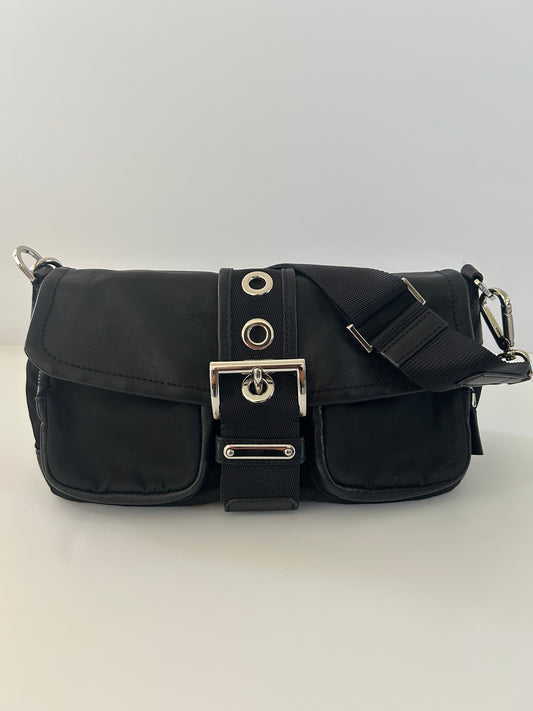Designer Vintage Early 2000s Prada Nylon Buckle Bag