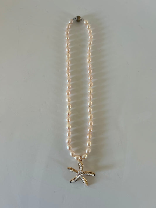 Vintage Starfish Fresh Water Pearl Necklace