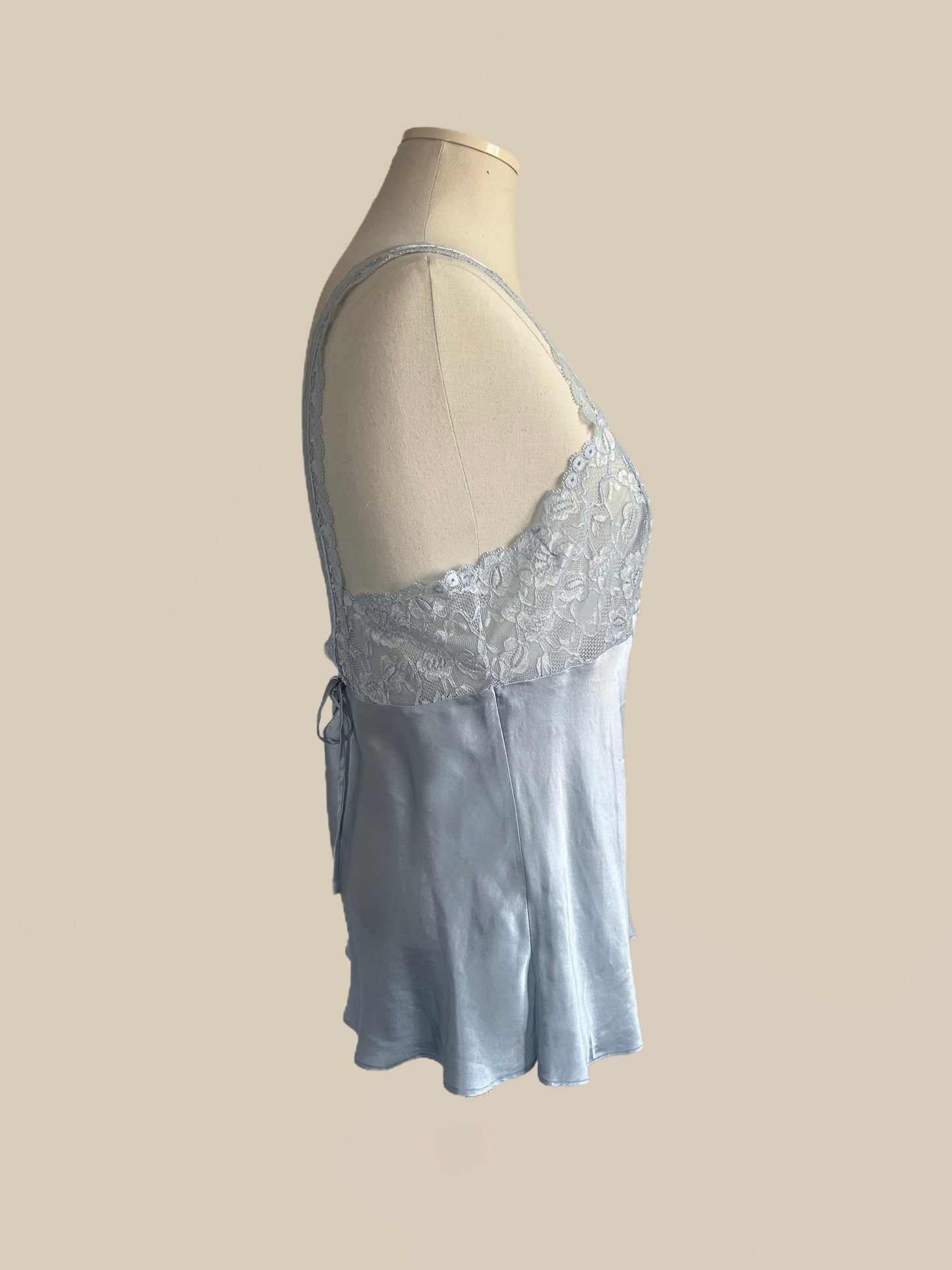 Vintage Silk & Lace Camisole Top | Powder Blue Romantic Y2K Blouse