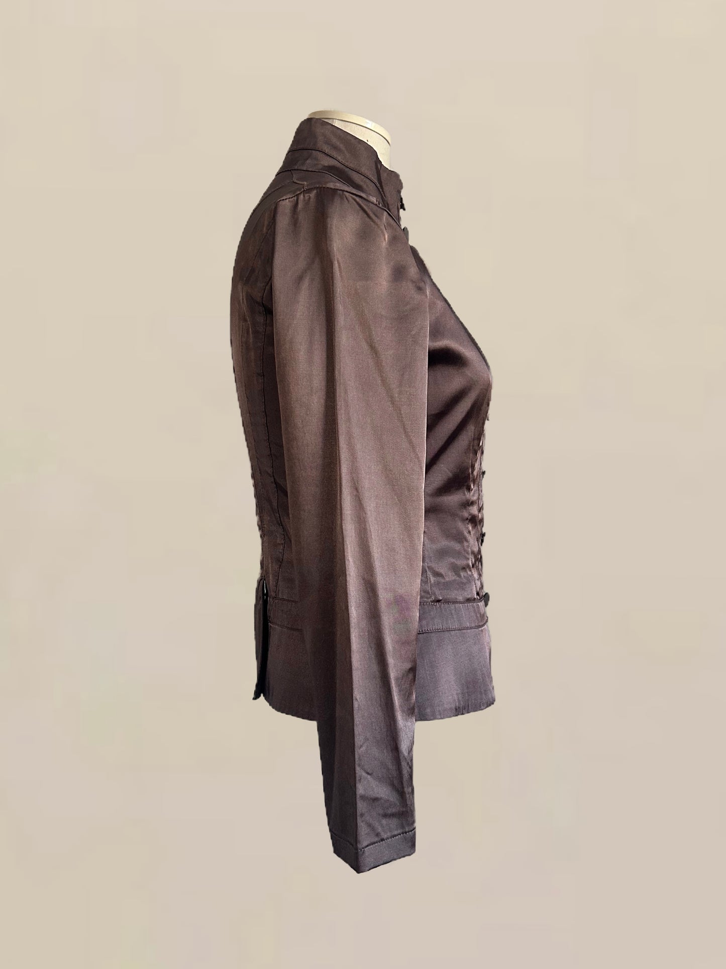 Vintage Bebe Satin Structured Jacket Muave Brown | Tailored Fit