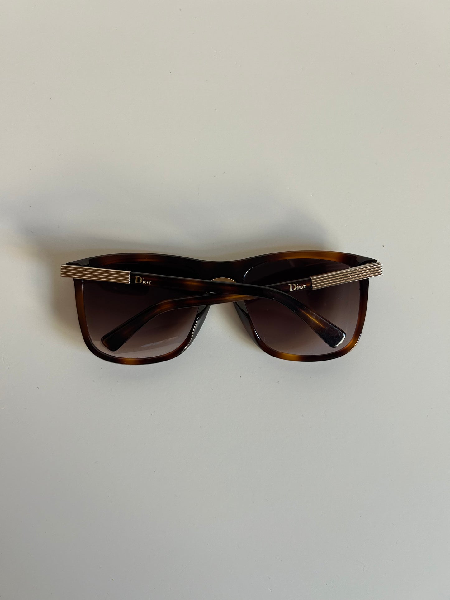 Designer Vintage Dior Tortoiseshell Sunglasses with Gold Hardware Accents