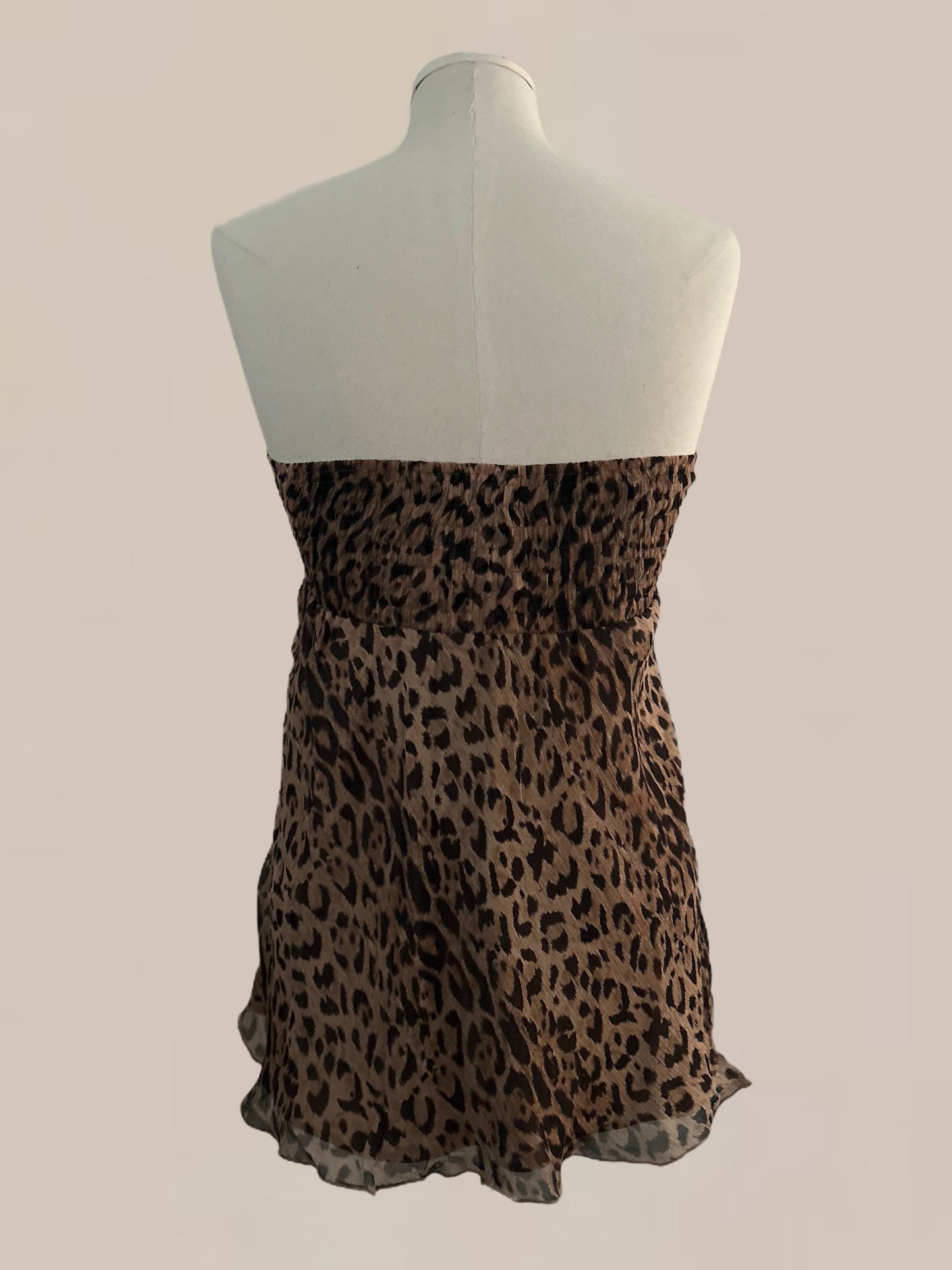 Vintage The Limited Leopard Print Silk Empire Waist Strapless Top