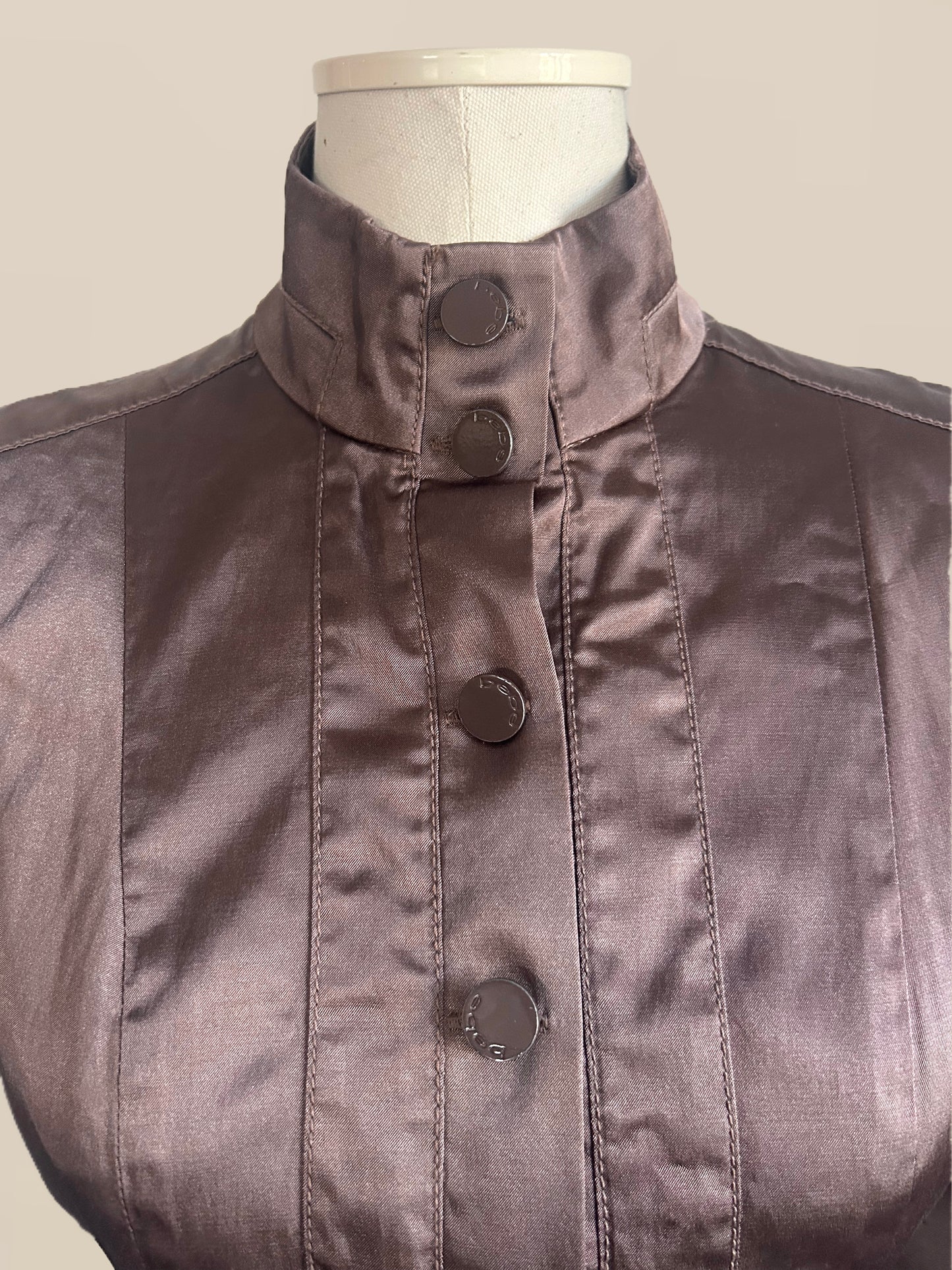Vintage Bebe Satin Structured Jacket Muave Brown | Tailored Fit