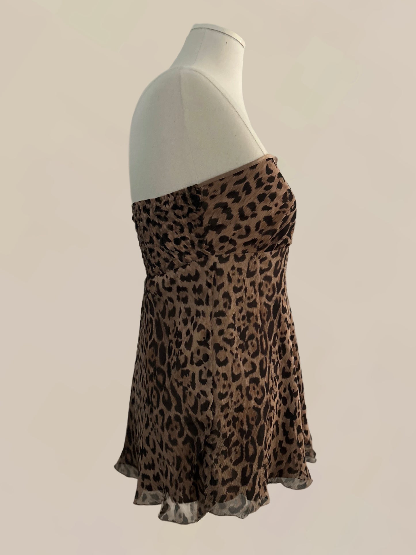 Vintage The Limited Leopard Print Silk Empire Waist Strapless Top