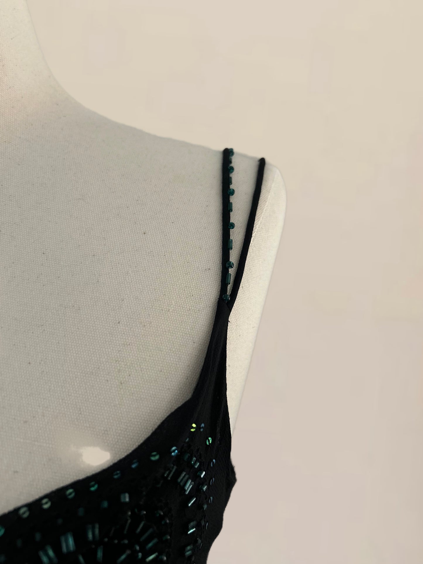 Vintage Black Beaded Slip Dress | Silk | Evening Dress