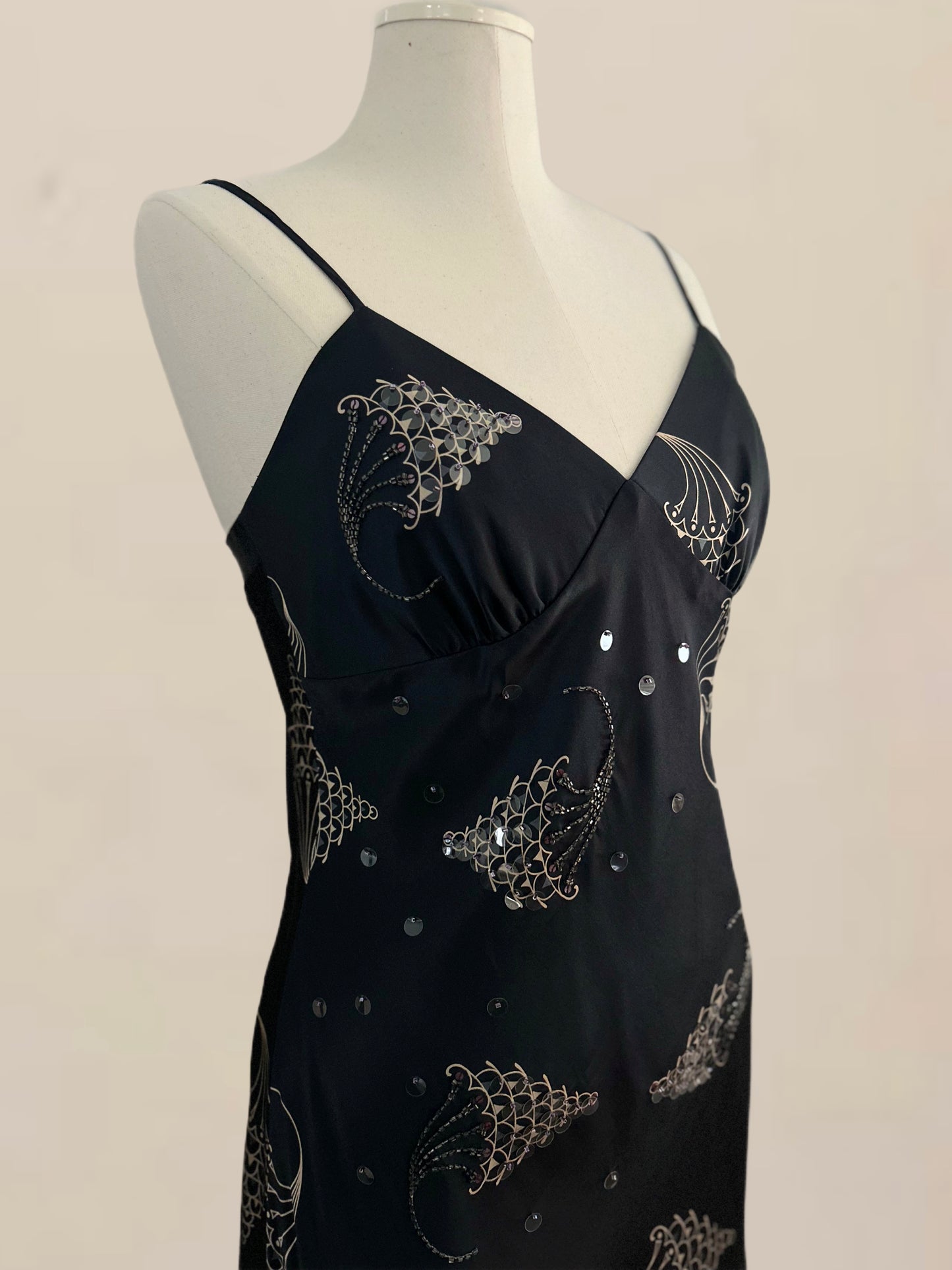 Vintage Laundry by Shelli Segal Silk Dress | Printed Slip Dress | Early 2000s