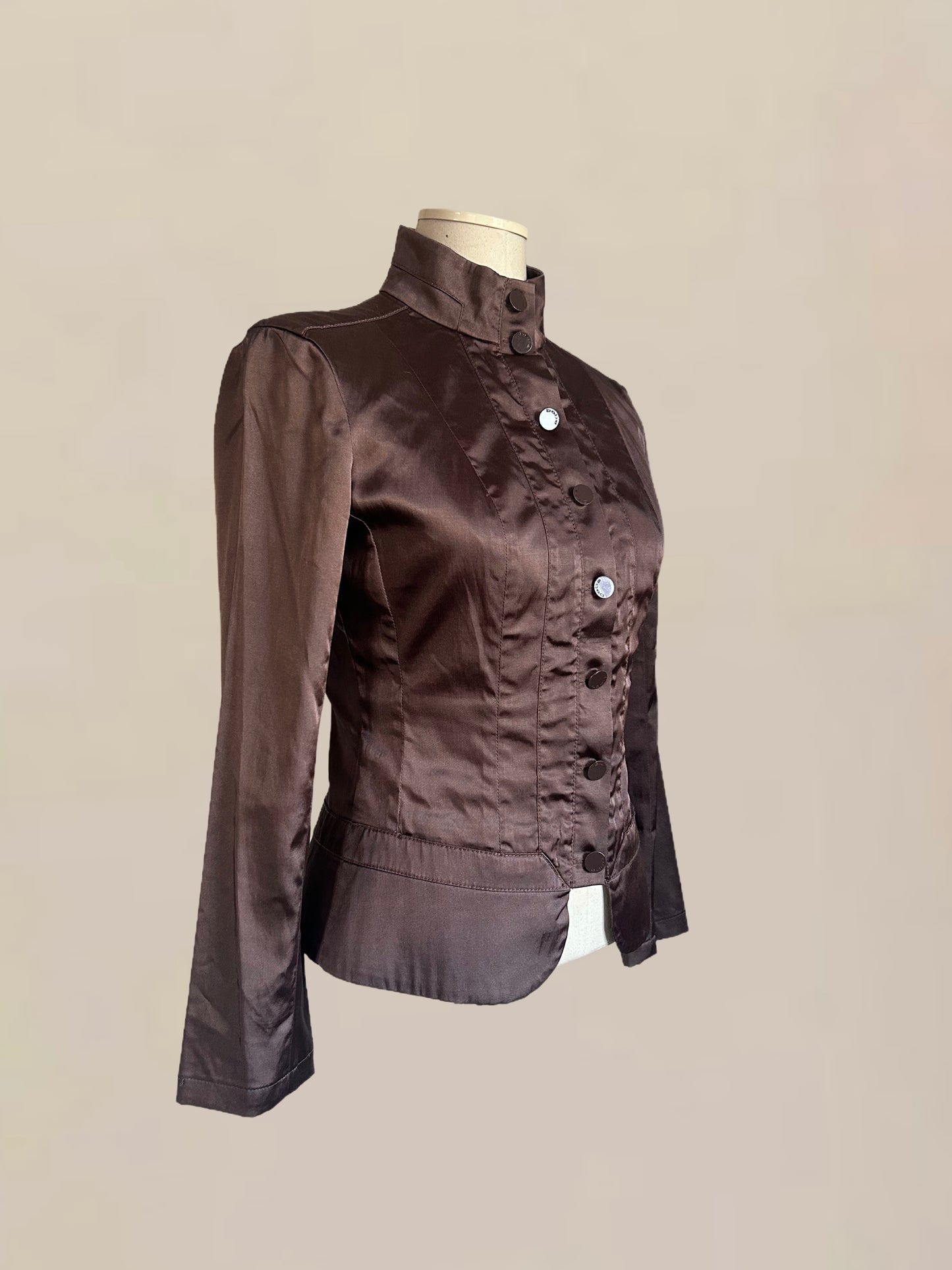 Vintage Bebe Satin Structured Jacket Muave Brown | Tailored Fit