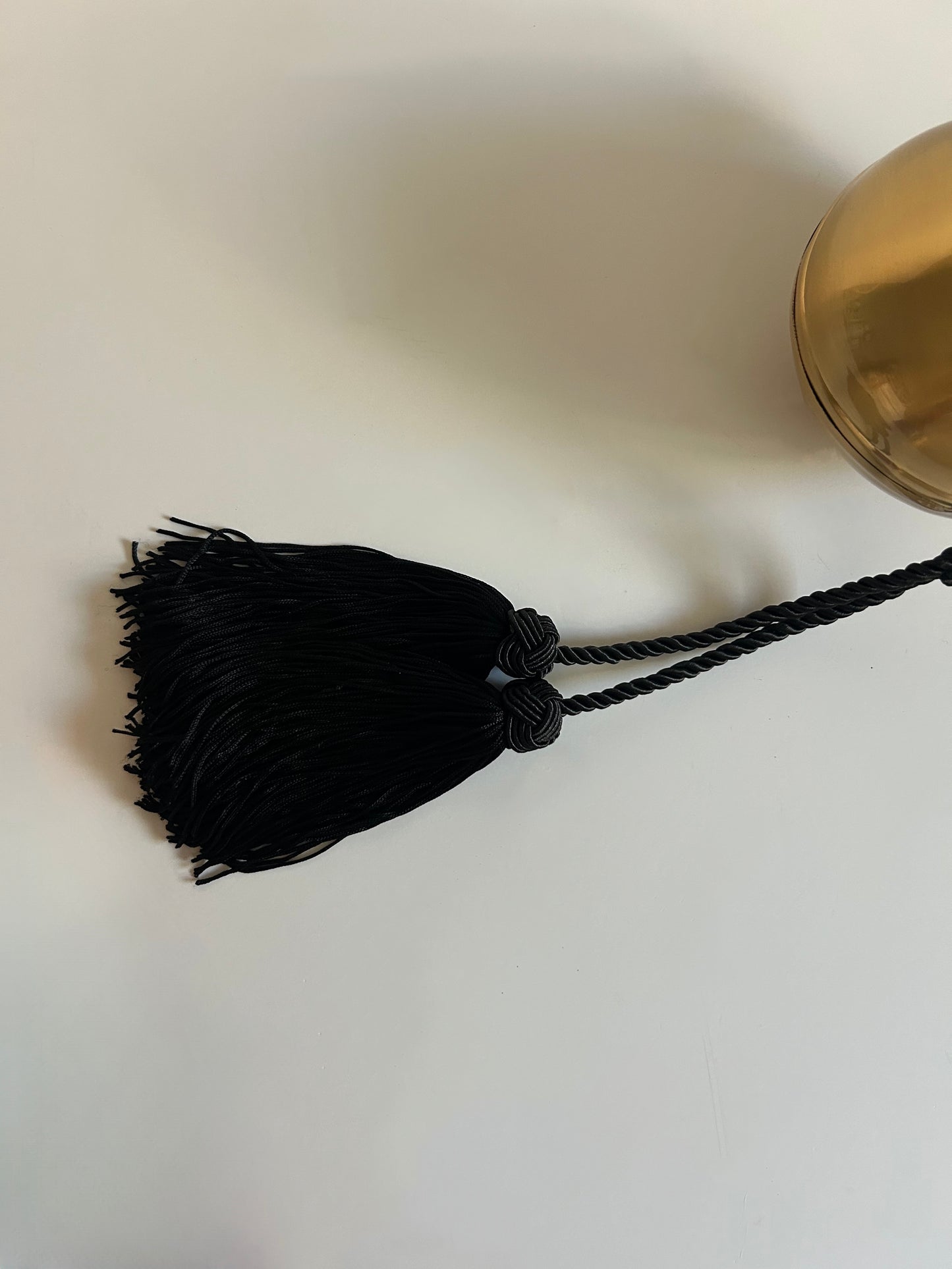 Vintage Gold Sphere Evening Bag with Dramatic Black Tassel | Statement Cocktail Clutch