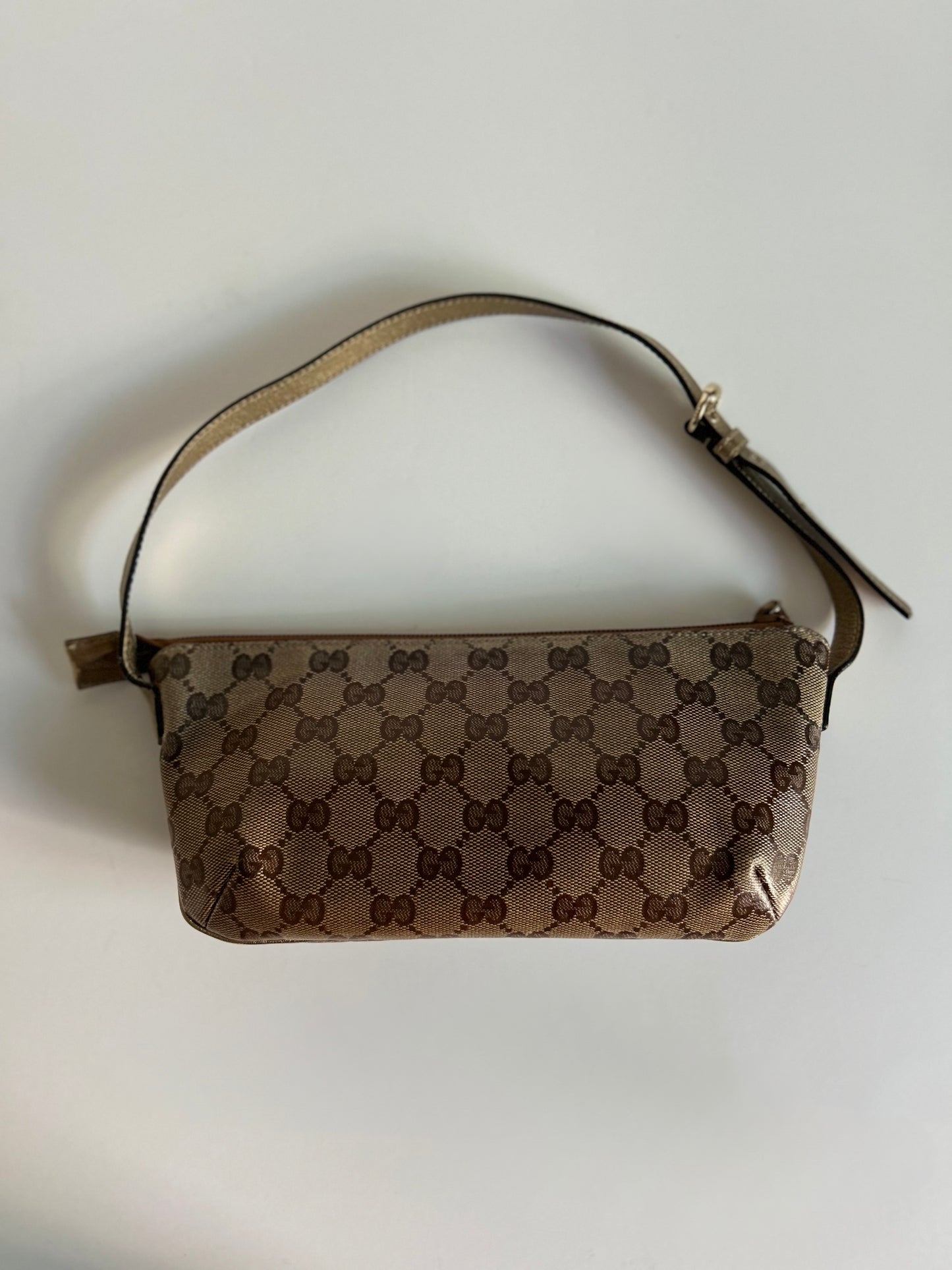 Designer Vintage Gucci GG Crystal Canvas Mini Shoulder Bag | Tom Ford Era Y2K Monogram Pochette