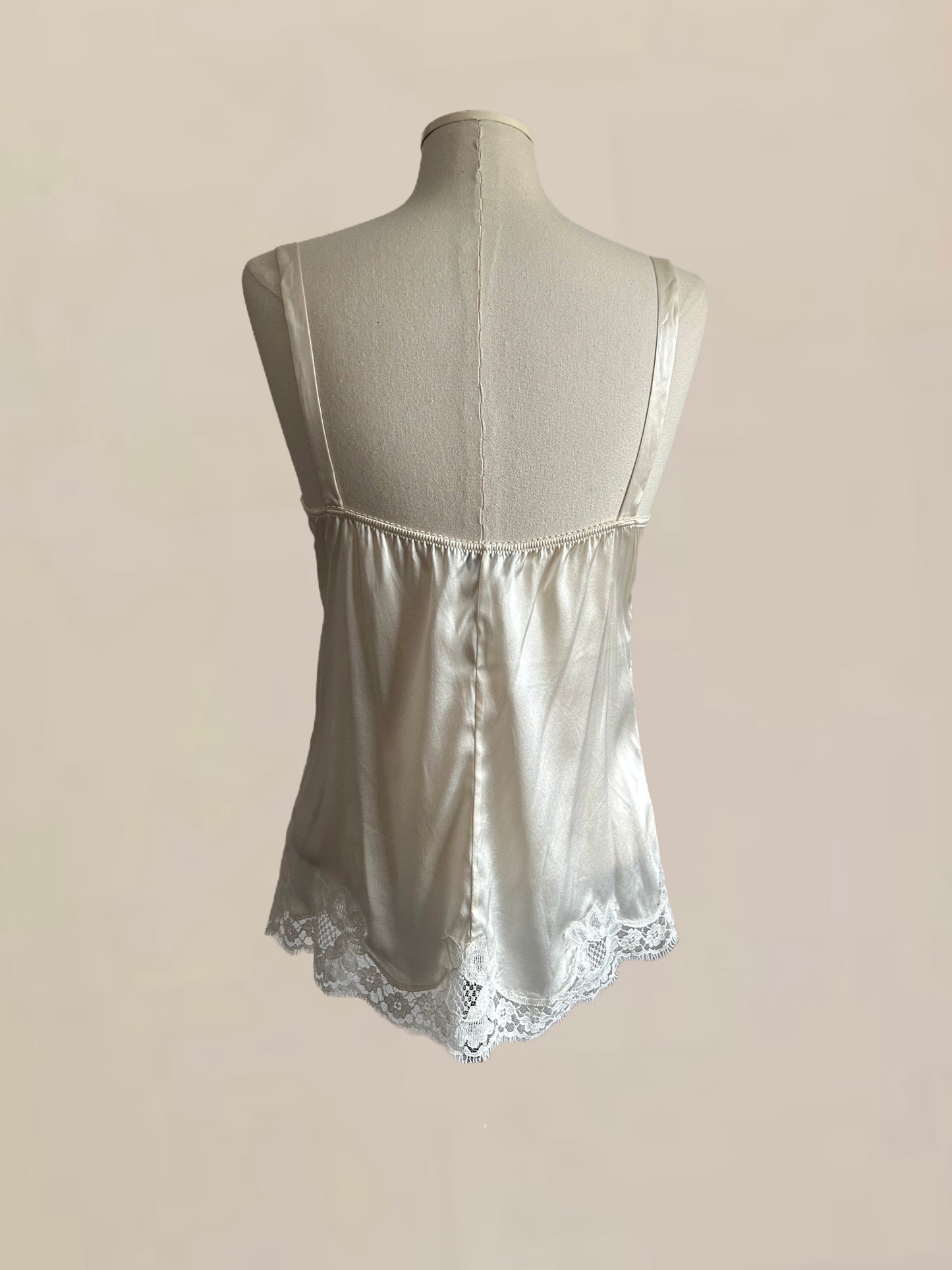 Designer Vintage Dolce & Gabbana White Silk Lace Camisole Top