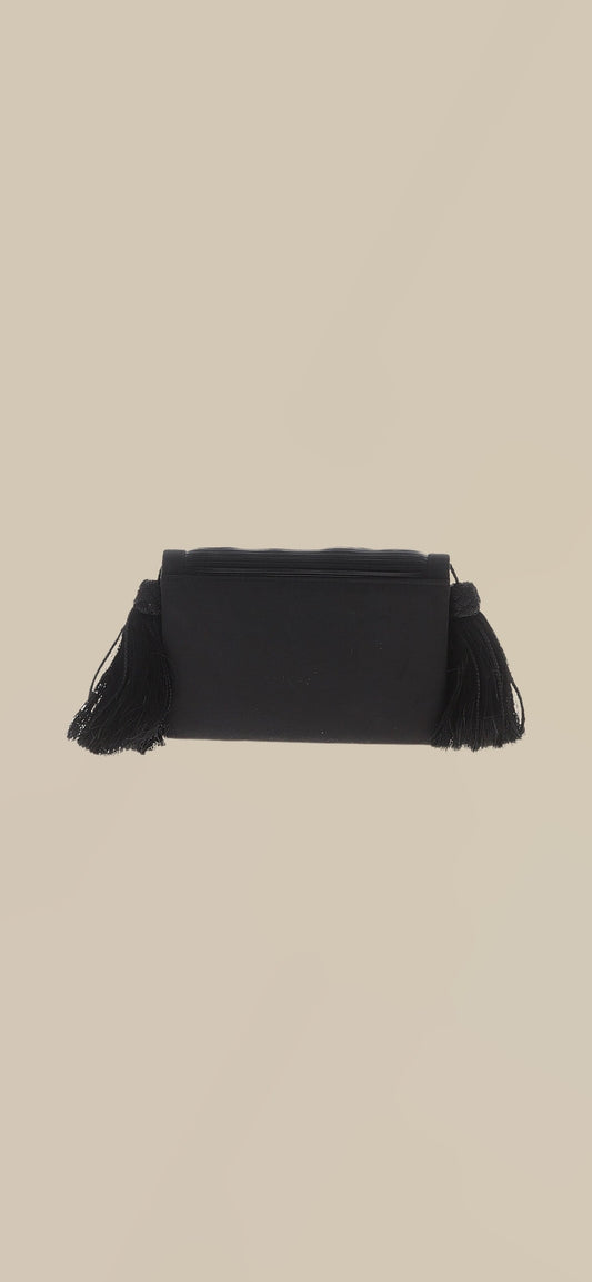 Vintage Neiman Marcus Black Tassel Clutch | Art Deco Inspired Evening Bag