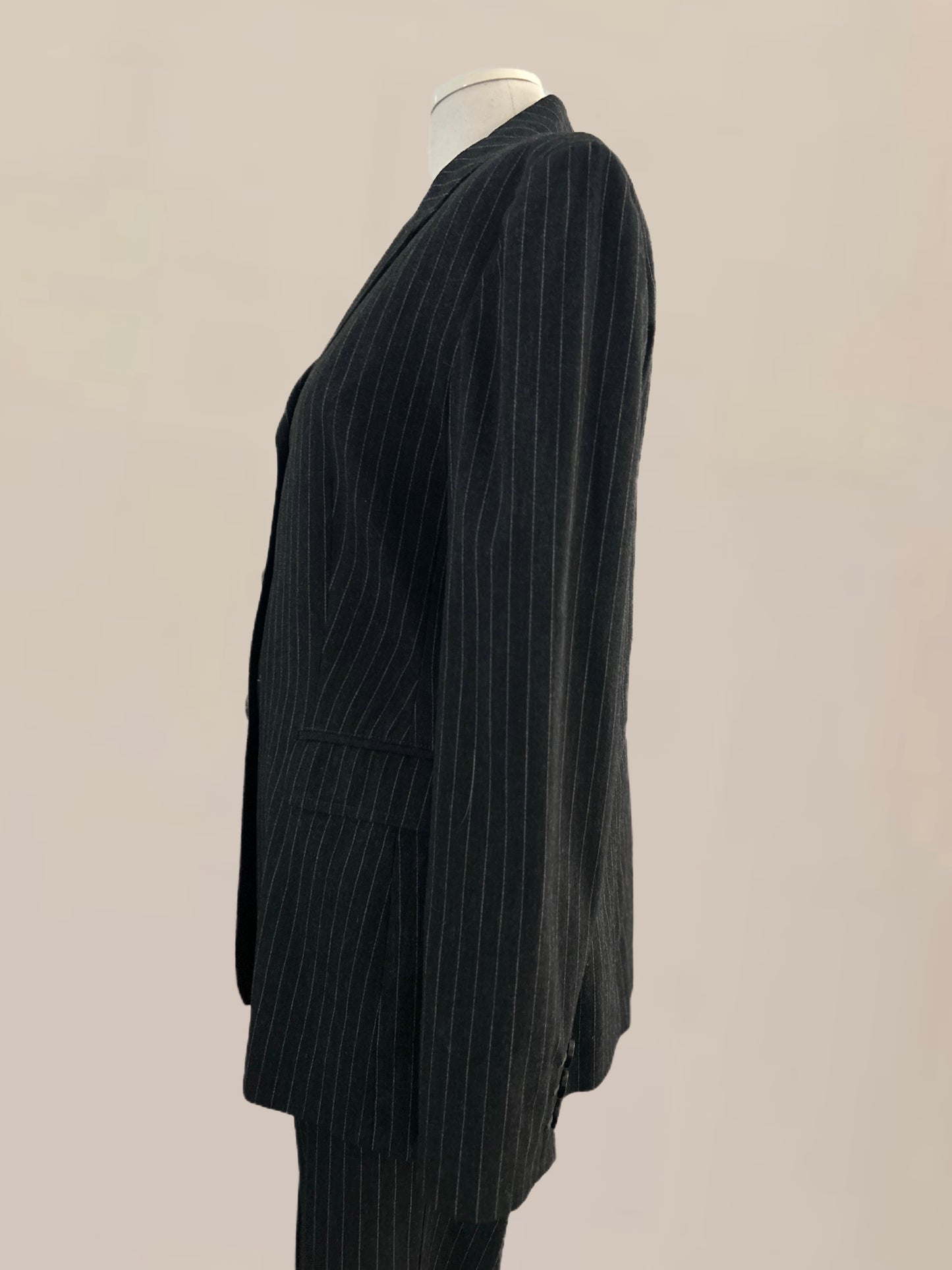 Vintage Designer Moschino Jeans Grey Pinstripe Wool Blend Suit - Late 1990s – Early 2000s