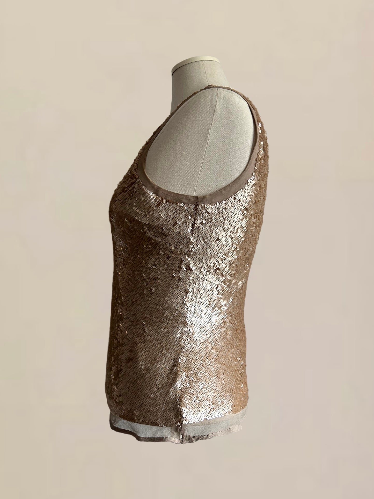 Vintage Rose Gold Silk Sequin Top