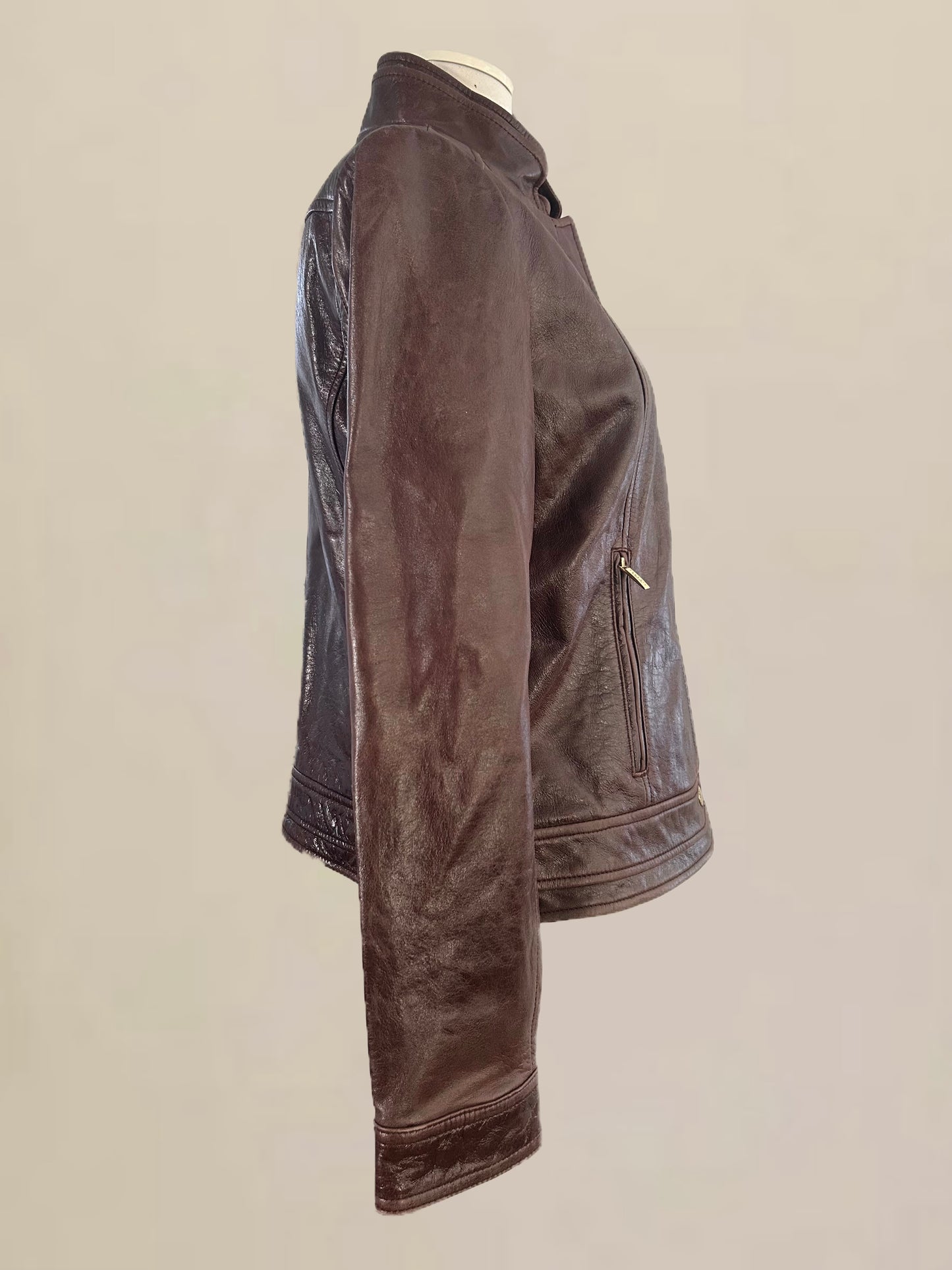 Vintage Laundry by Shelli Segal Brown Leather Jacket (2000s)