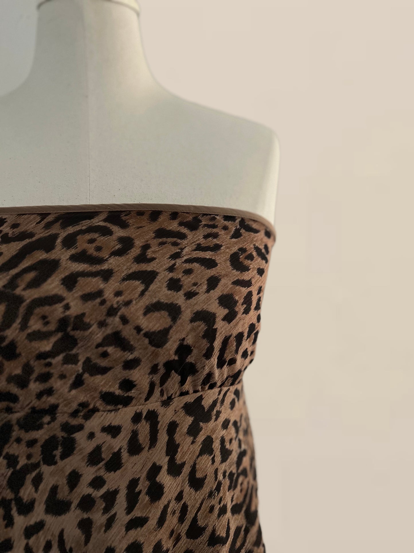 Vintage The Limited Leopard Print Silk Empire Waist Strapless Top
