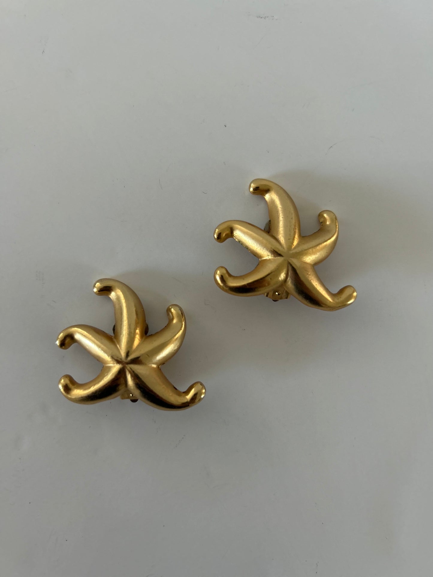 Vintage 1980's Kenneth Jay Lane Large Gold Starfish Earrings