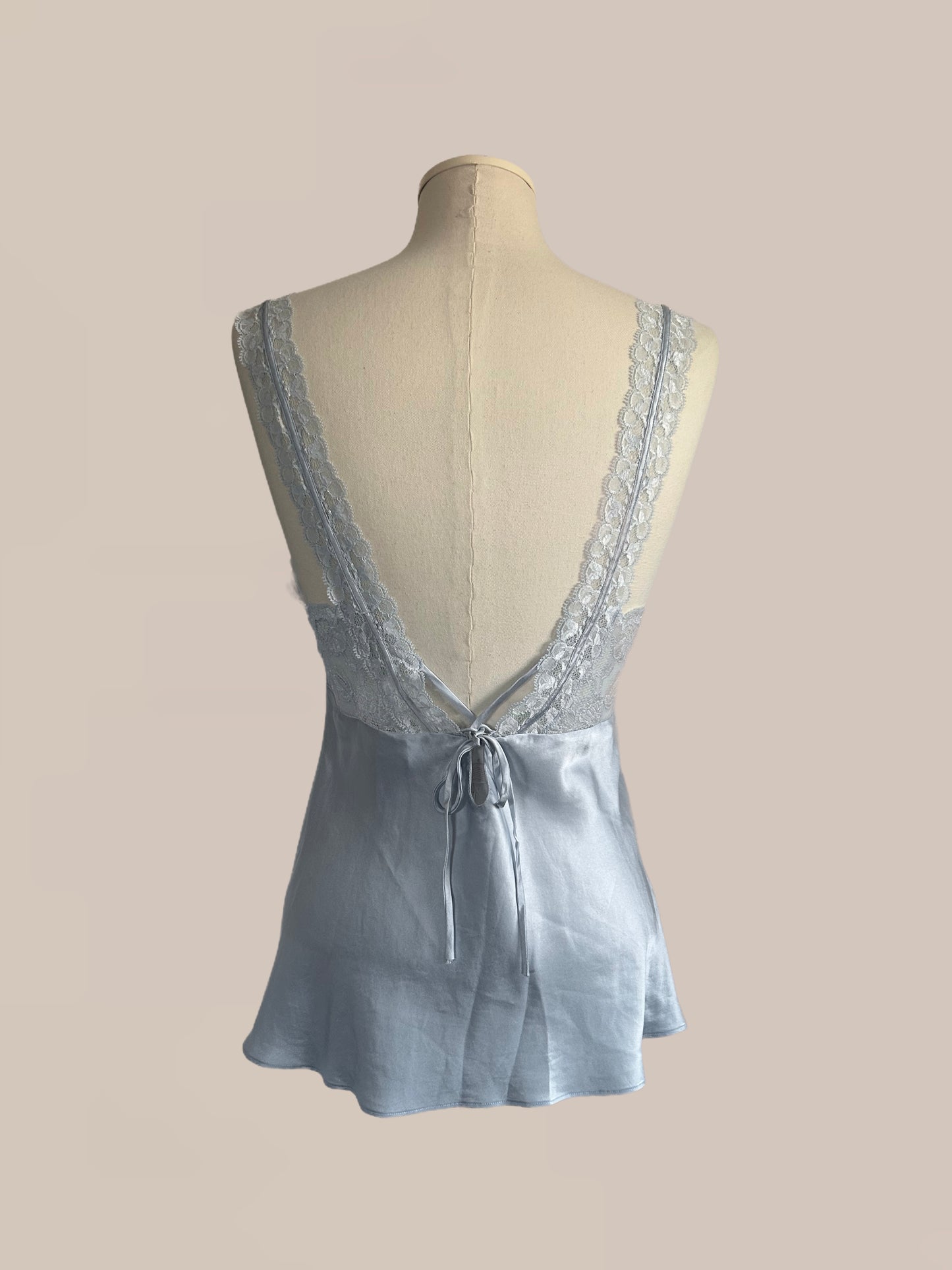 Vintage Silk & Lace Camisole Top | Powder Blue Romantic Y2K Blouse