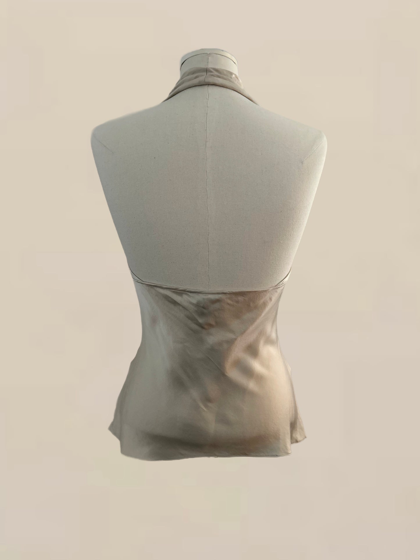 Champagne Silk Halter Top | Bias Cut | Minimalist Evening Top
