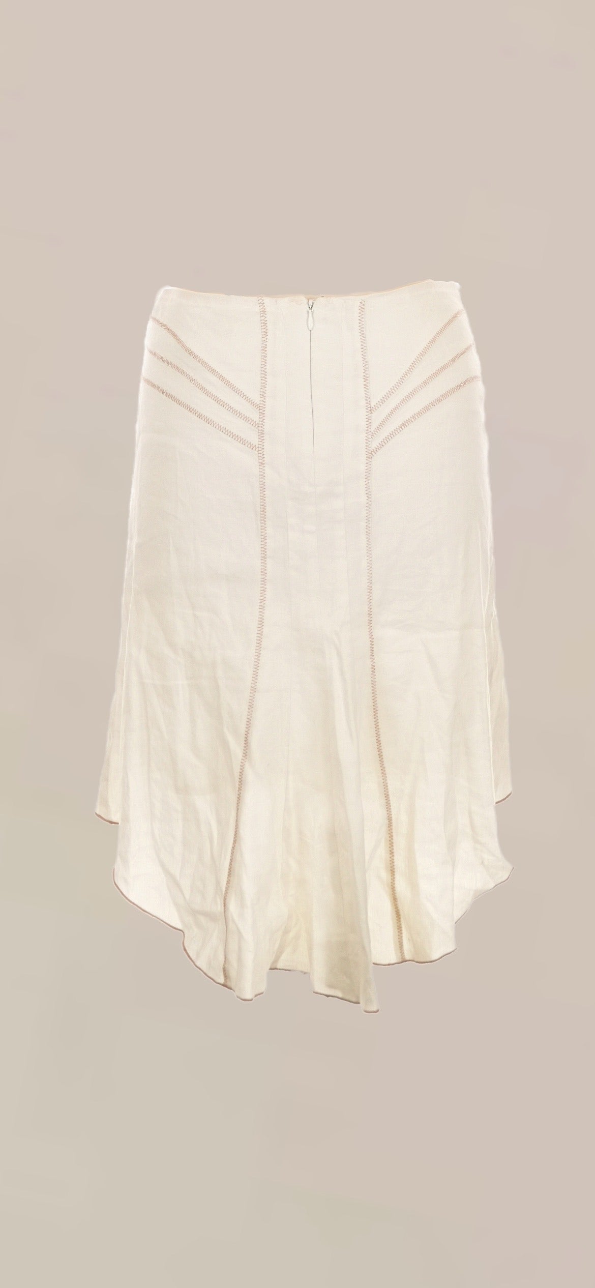 Vintage Bebe White Linen Blend Flounce Mini Skirt | Y2K 2000s Skirt