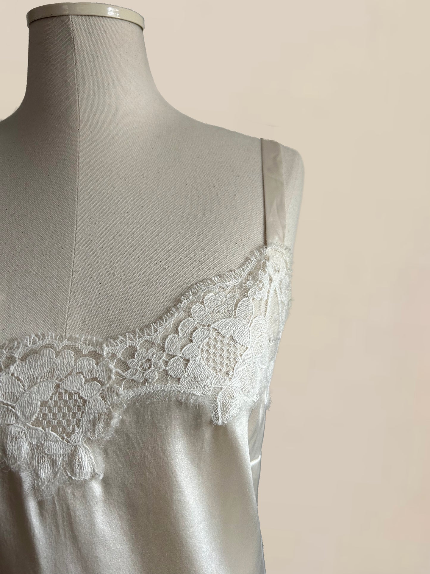 Designer Vintage Dolce & Gabbana White Silk Lace Camisole Top