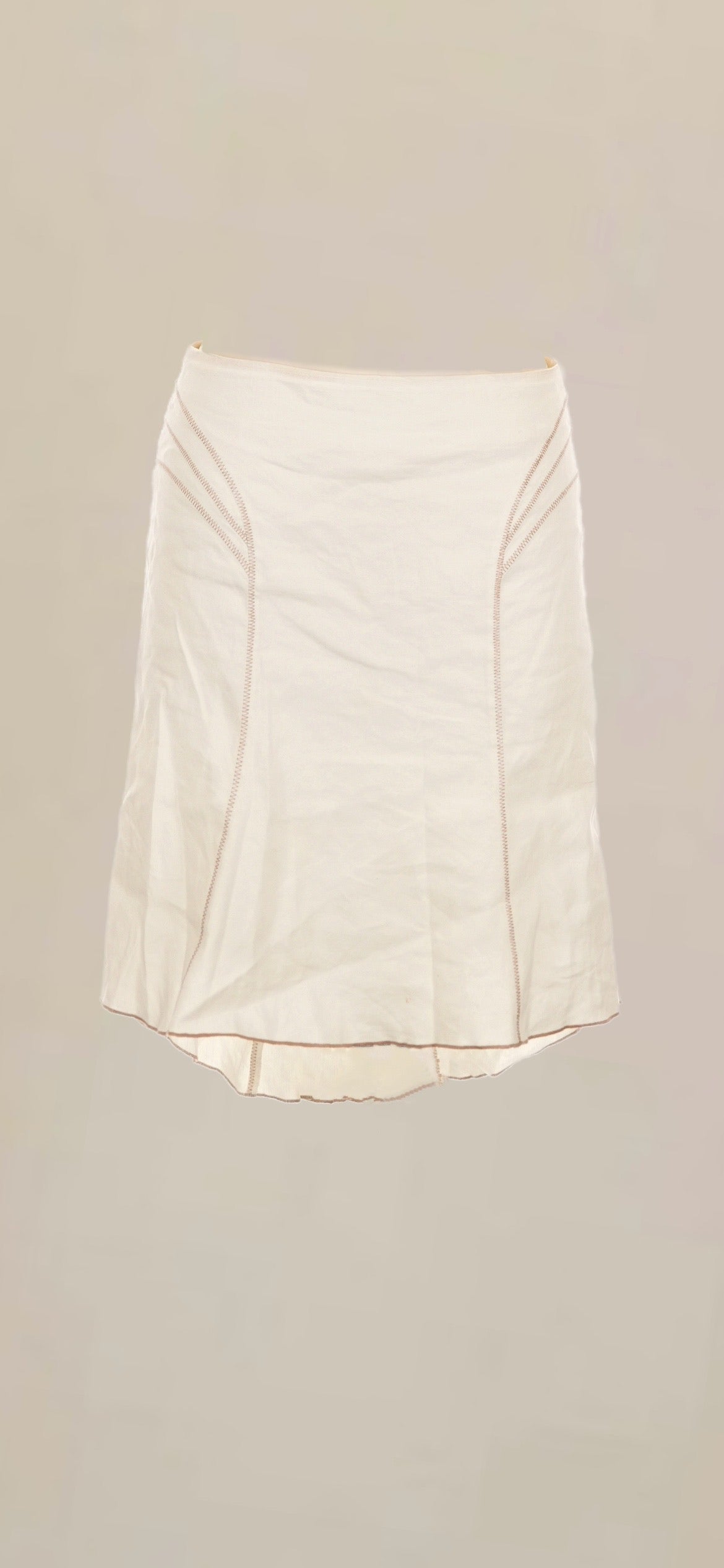 Vintage Bebe White Linen Blend Flounce Mini Skirt | Y2K 2000s Skirt