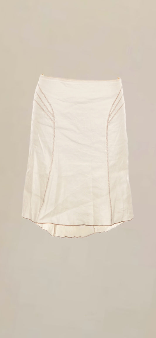 Vintage Bebe White Linen Blend Flounce Mini Skirt | Y2K 2000s Skirt