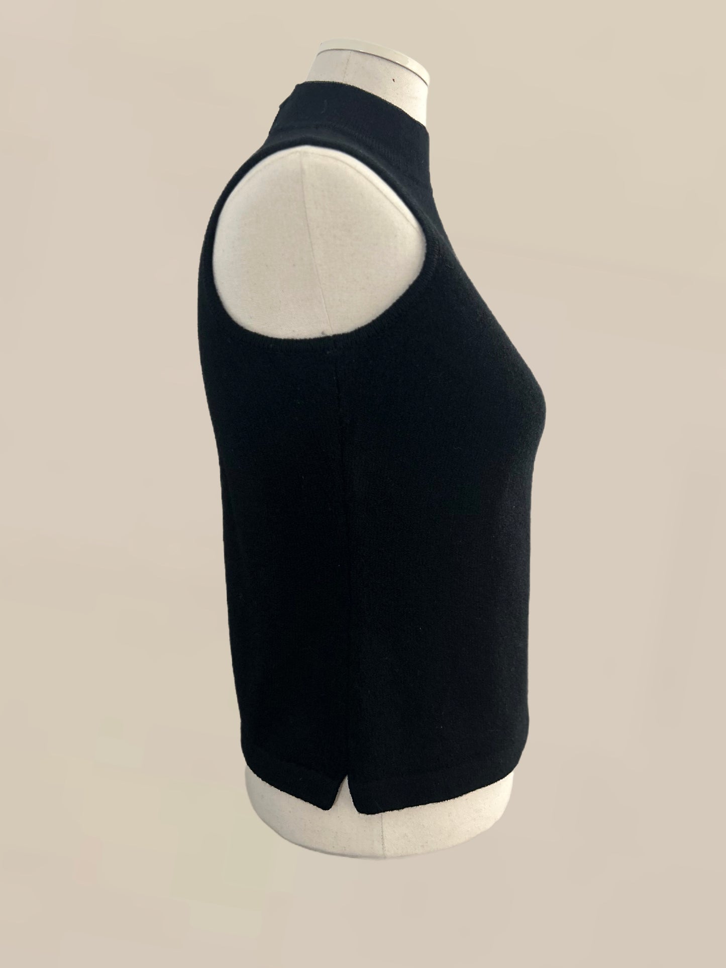 Vintage St. John Knit Sleeveless Wool Top – Black Mock Neck