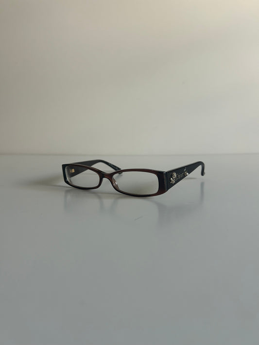 Designer Vintage Rare Christian Dior Rhinestone Floral Eyeglass Frames John Galliano Y2K