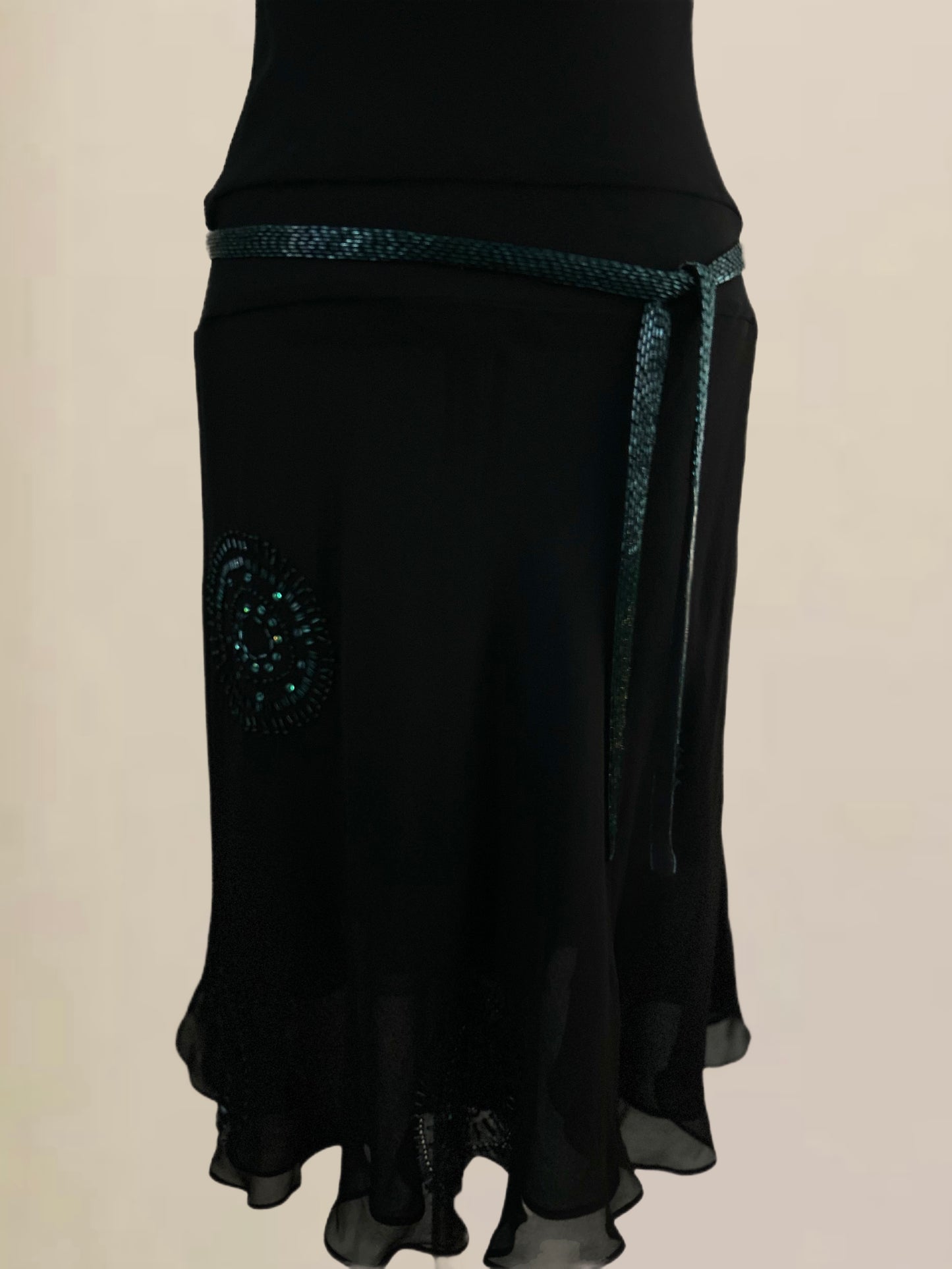 Vintage Black Beaded Slip Dress | Silk | Evening Dress
