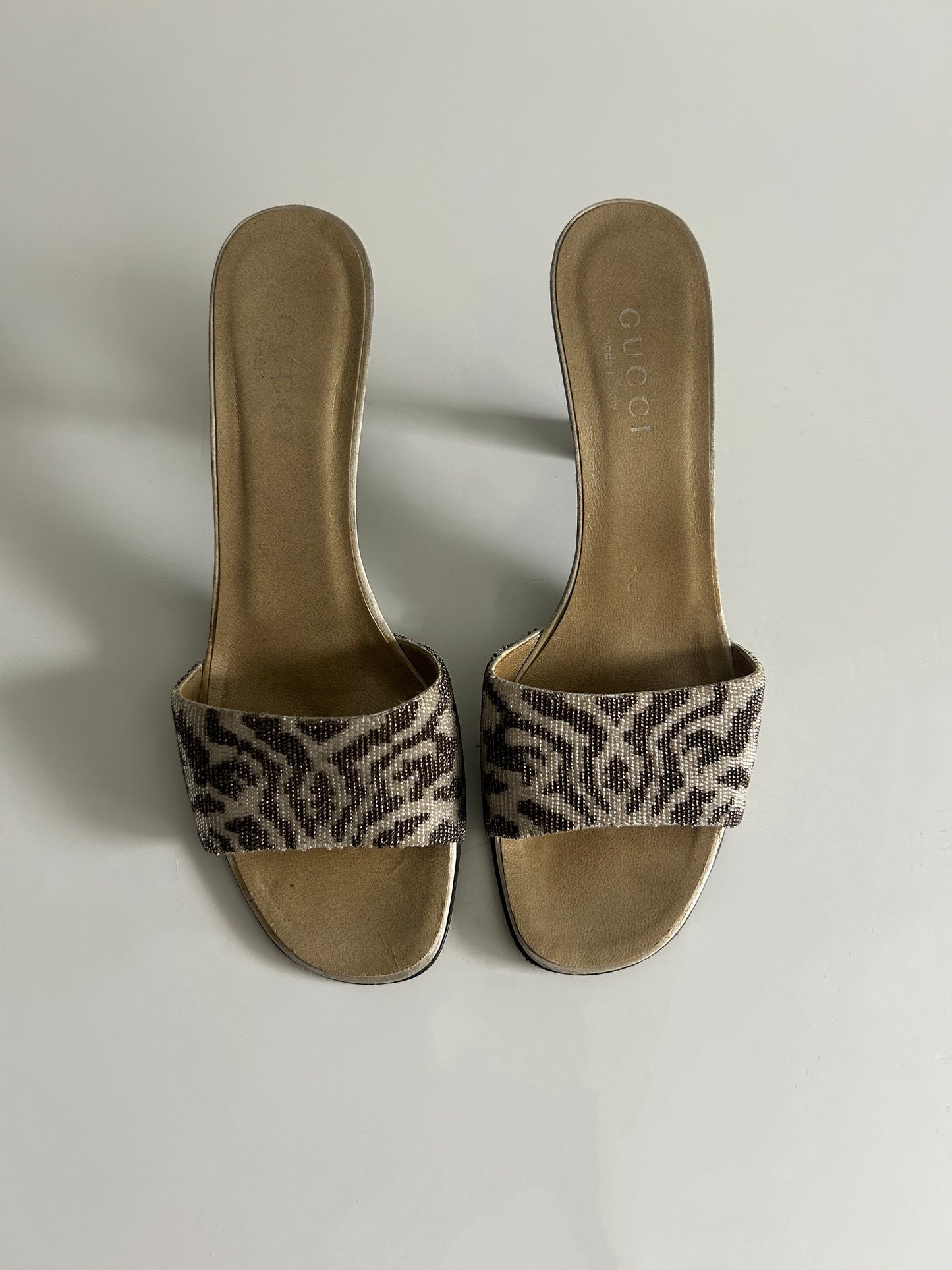 Designer Vintage Gucci Tom Ford Era Beaded Slide Sandals