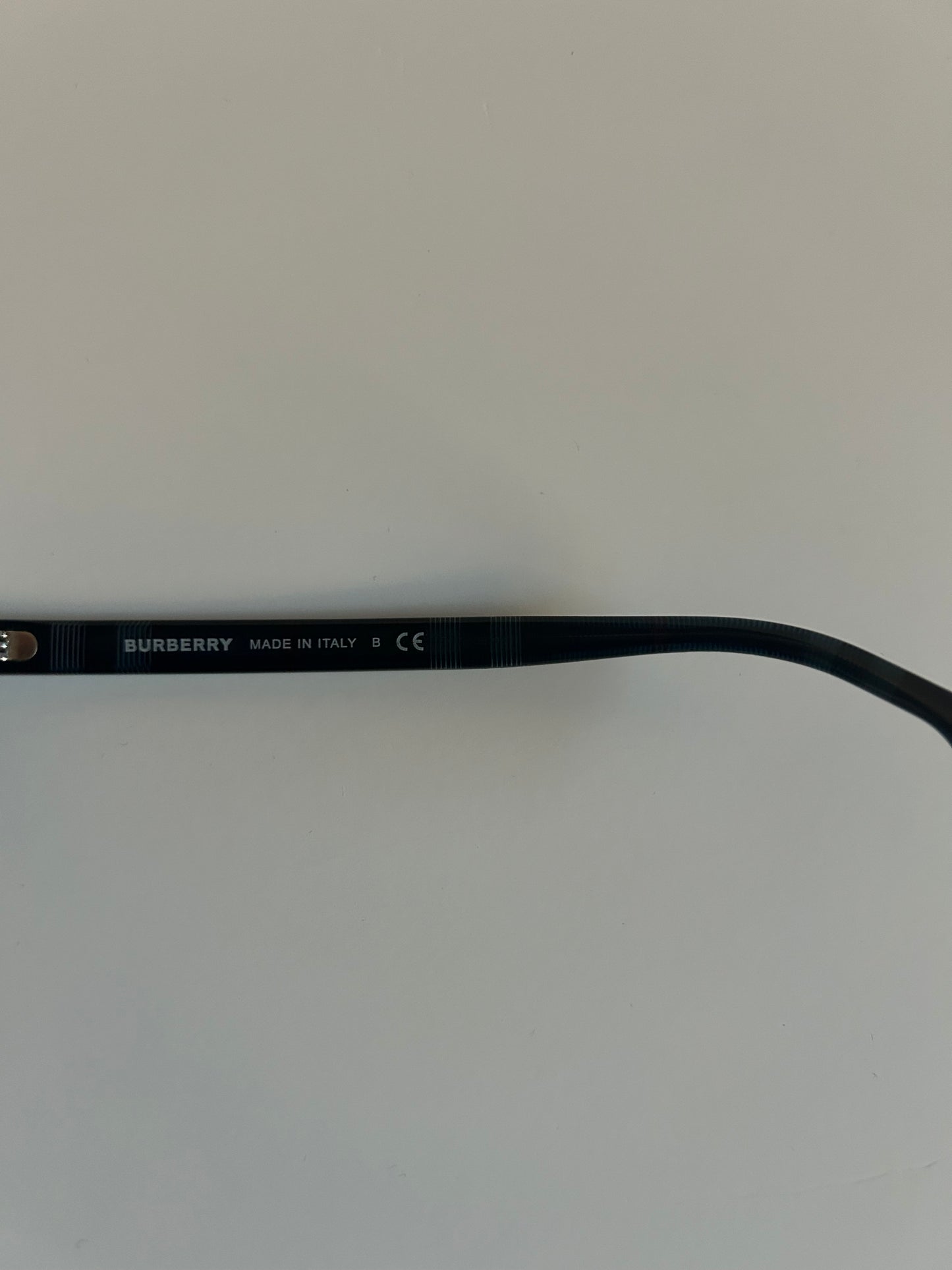 Burberry Navy Acetate Aviator Eyeglasses with Plaid Temples