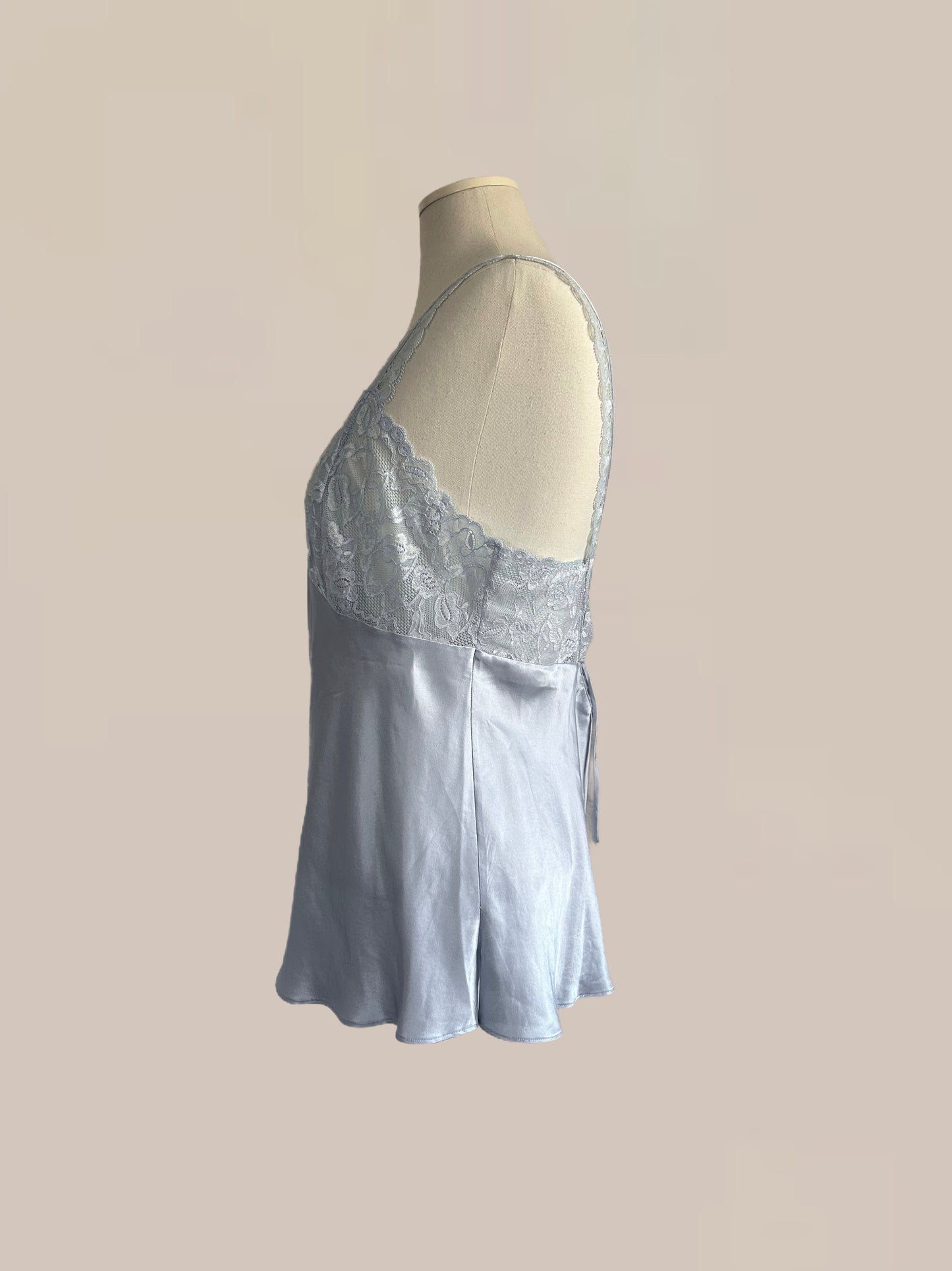 Vintage Silk & Lace Camisole Top | Powder Blue Romantic Y2K Blouse