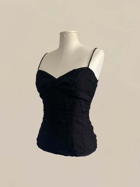 Vintage Bebe Silk Bustier Cami with Beaded Straps | 90s / Y2K Going Out Top