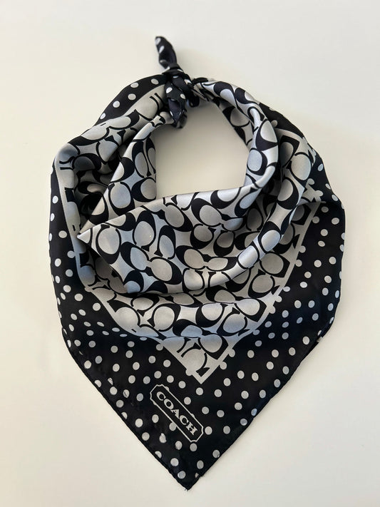 Designer Vintage Coach Polka Dot Silk Scarf