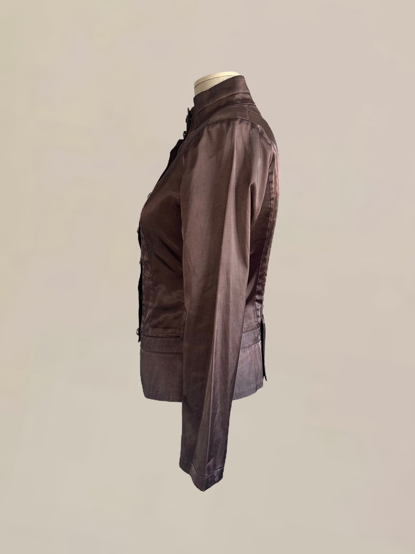 Vintage Bebe Satin Structured Jacket Muave Brown | Tailored Fit