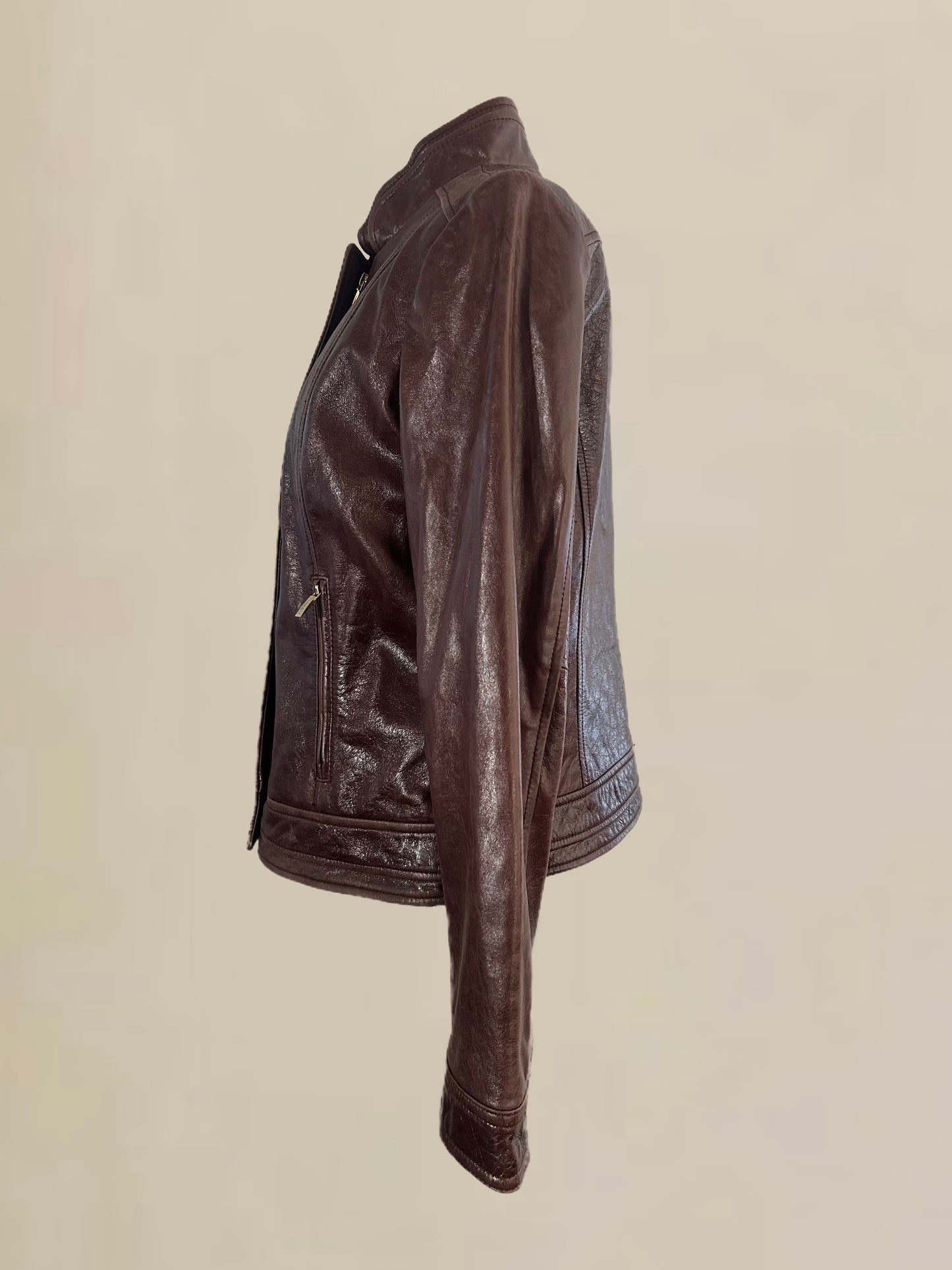 Vintage Laundry by Shelli Segal Brown Leather Jacket (2000s)