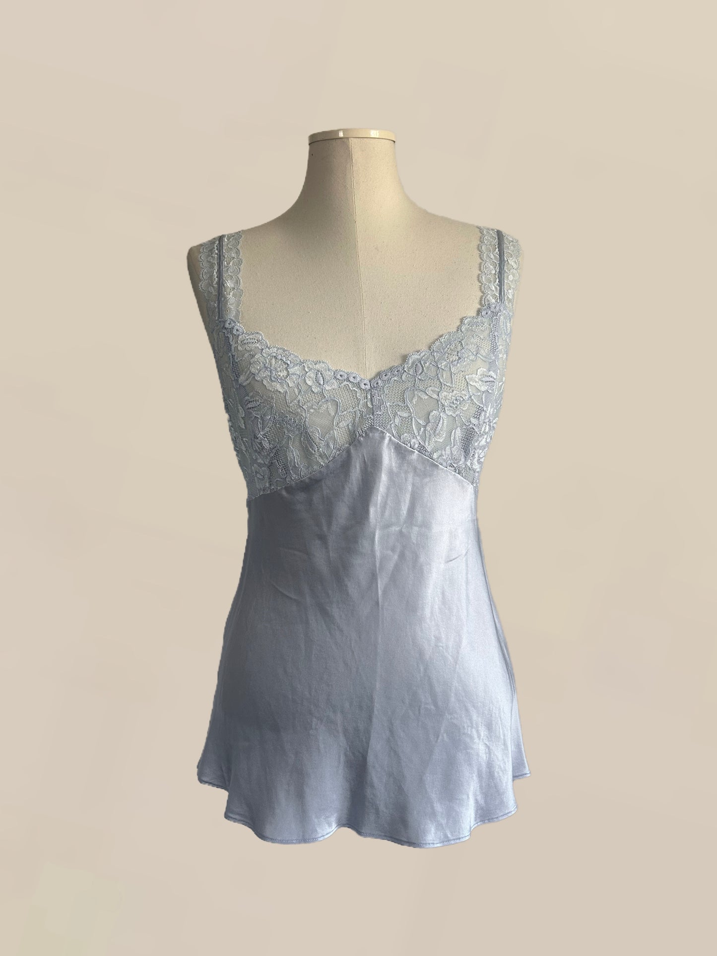 Vintage Silk & Lace Camisole Top | Powder Blue Romantic Y2K Blouse