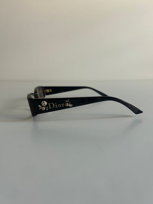 Designer Vintage Rare Christian Dior Rhinestone Floral Eyeglass Frames John Galliano Y2K