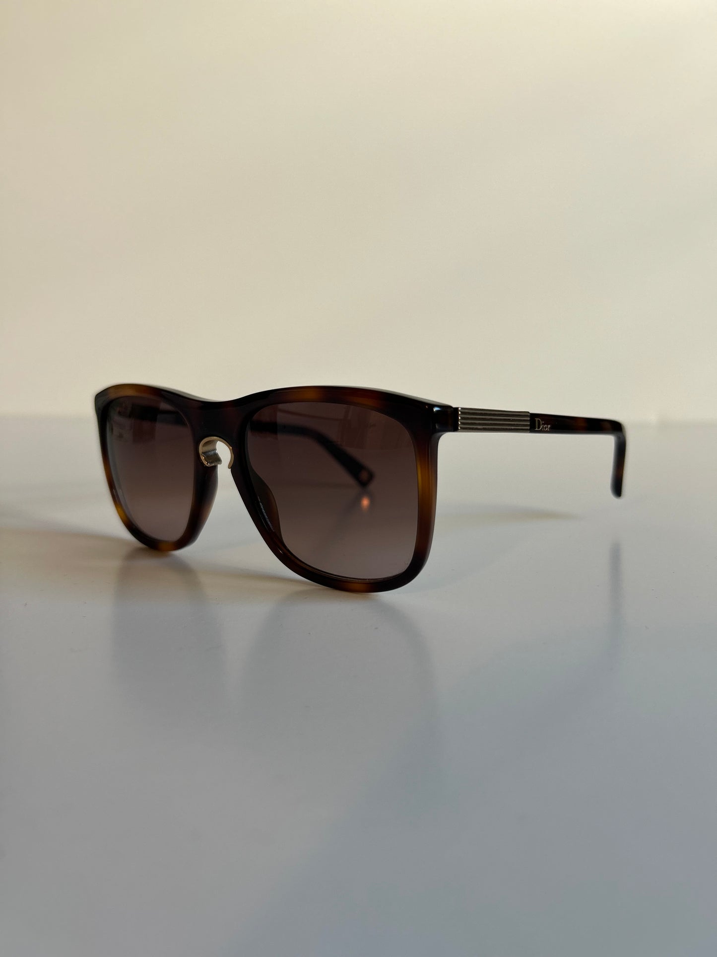 Designer Vintage Dior Tortoiseshell Sunglasses with Gold Hardware Accents